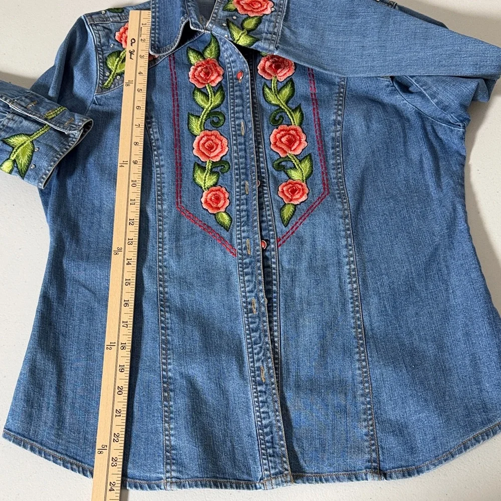 Vintage Collection | Tops | Vintage Collection Embroidered Denim Shirt ...